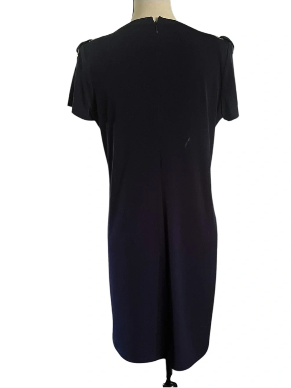 Michael  Kors Preppy Navy Grommet lace up shoulders shift dress. SZ.M